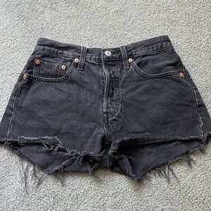 Levi’s 501 High Waisted Black Jean Shorts